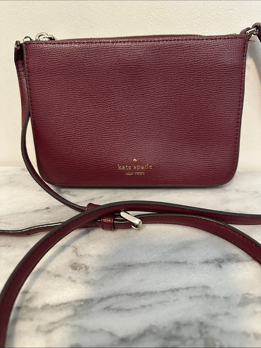 kate spade Burgundy Leather Crossbody with Adjustable Strap